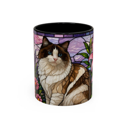 Ragdoll Cat Stained Glass Accent Coffee Mug (11/15oz)