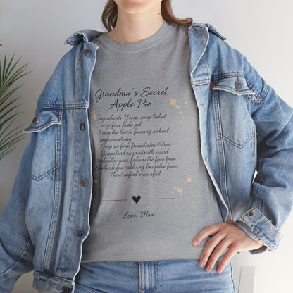 Recipe Tee — "Grandma's Secret Apple Pie" Personalized Kitchen Shirt