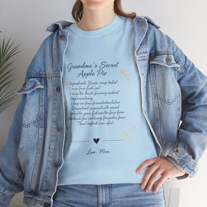 Recipe Tee — "Grandma's Secret Apple Pie" Personalized Kitchen Shirt