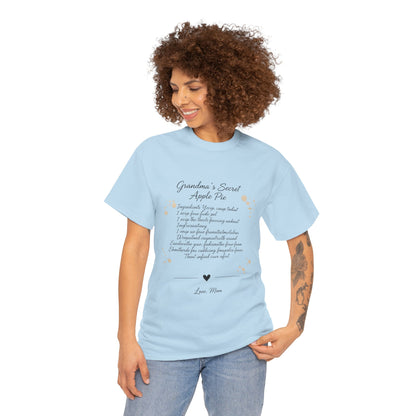 Recipe Tee — "Grandma's Secret Apple Pie" Personalized Kitchen Shirt
