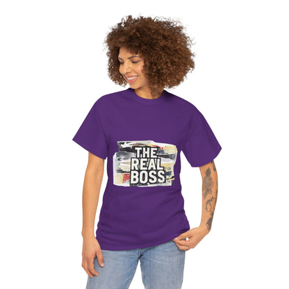 The Real Boss" Funny Graphic Tee — Bold Statement Shirt for Moms Dads