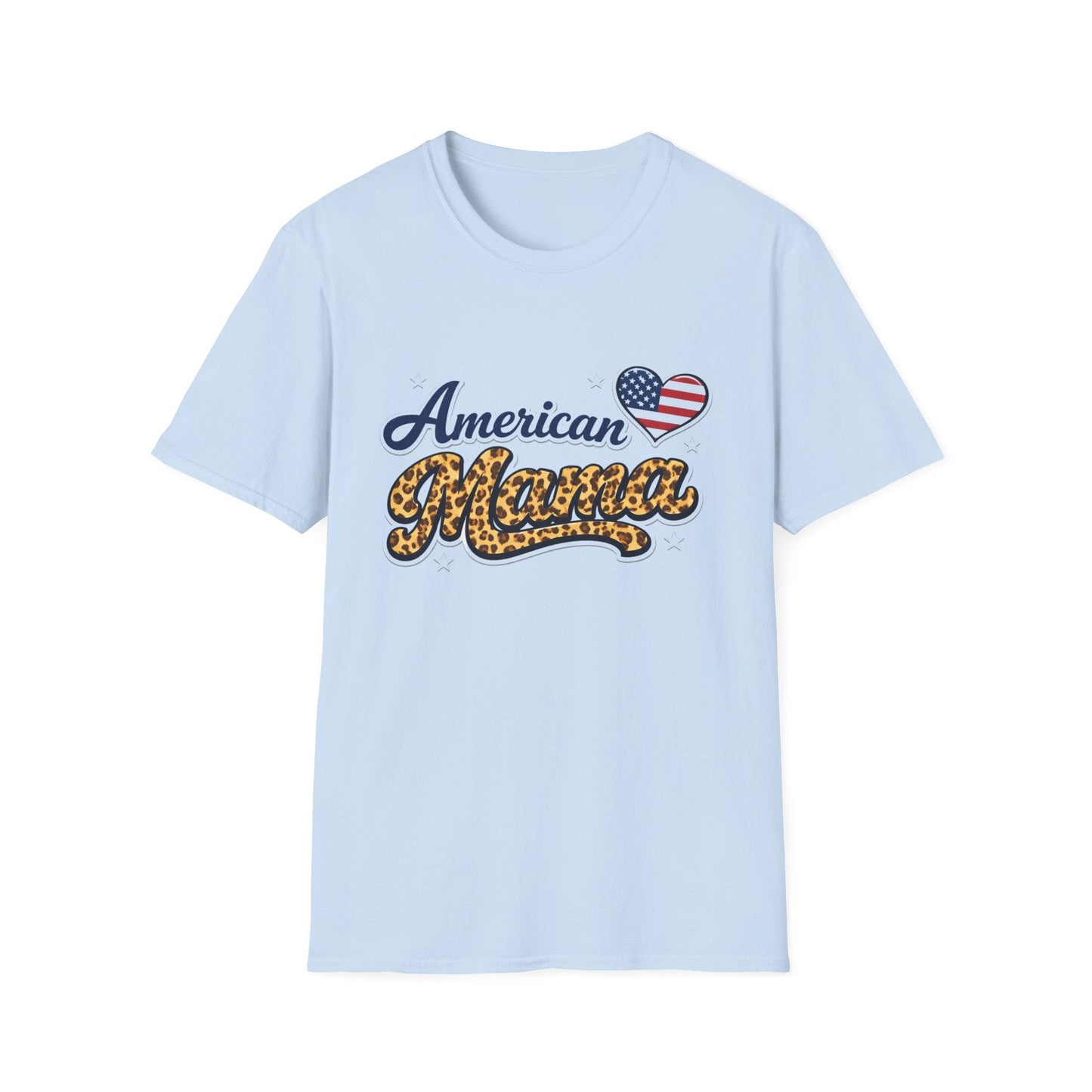 American Mama T-Shirt — Patriotic Leopard Heart Graphic Tee | Mother's Day Gift