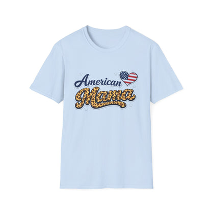 American Mama T-Shirt — Patriotic Leopard Heart Graphic Tee | Mother's Day Gift