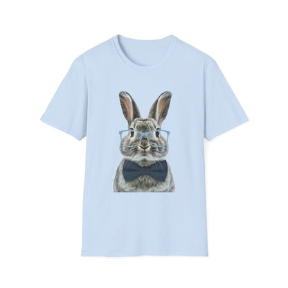 Rabbit with Glasses T-Shirt — Cute Bunny Bow Tie Graphic Tee