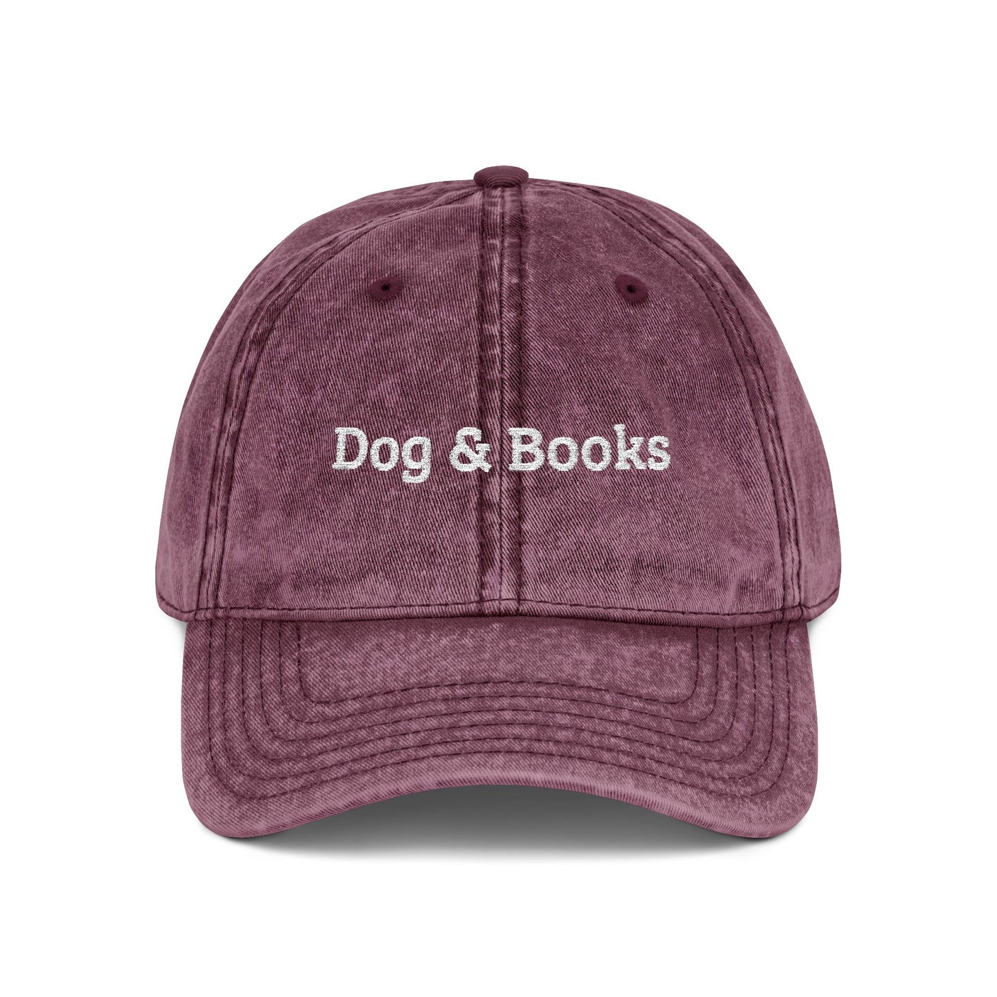 Dog & Books Vintage Embroidered Cap