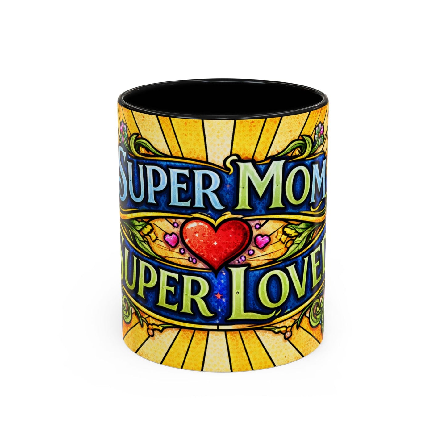 Coffee Mug — "Super Mom, Super Loved" Floral Accent Ceramic Gift