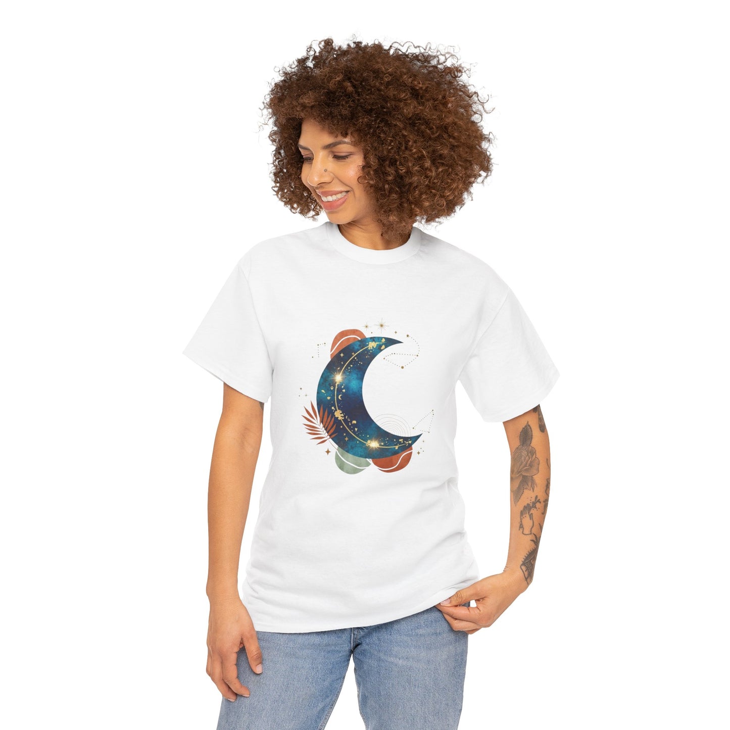 Celestial Moon Graphic Tee — Starry Crescent Night Shirt Boho Gift for Her