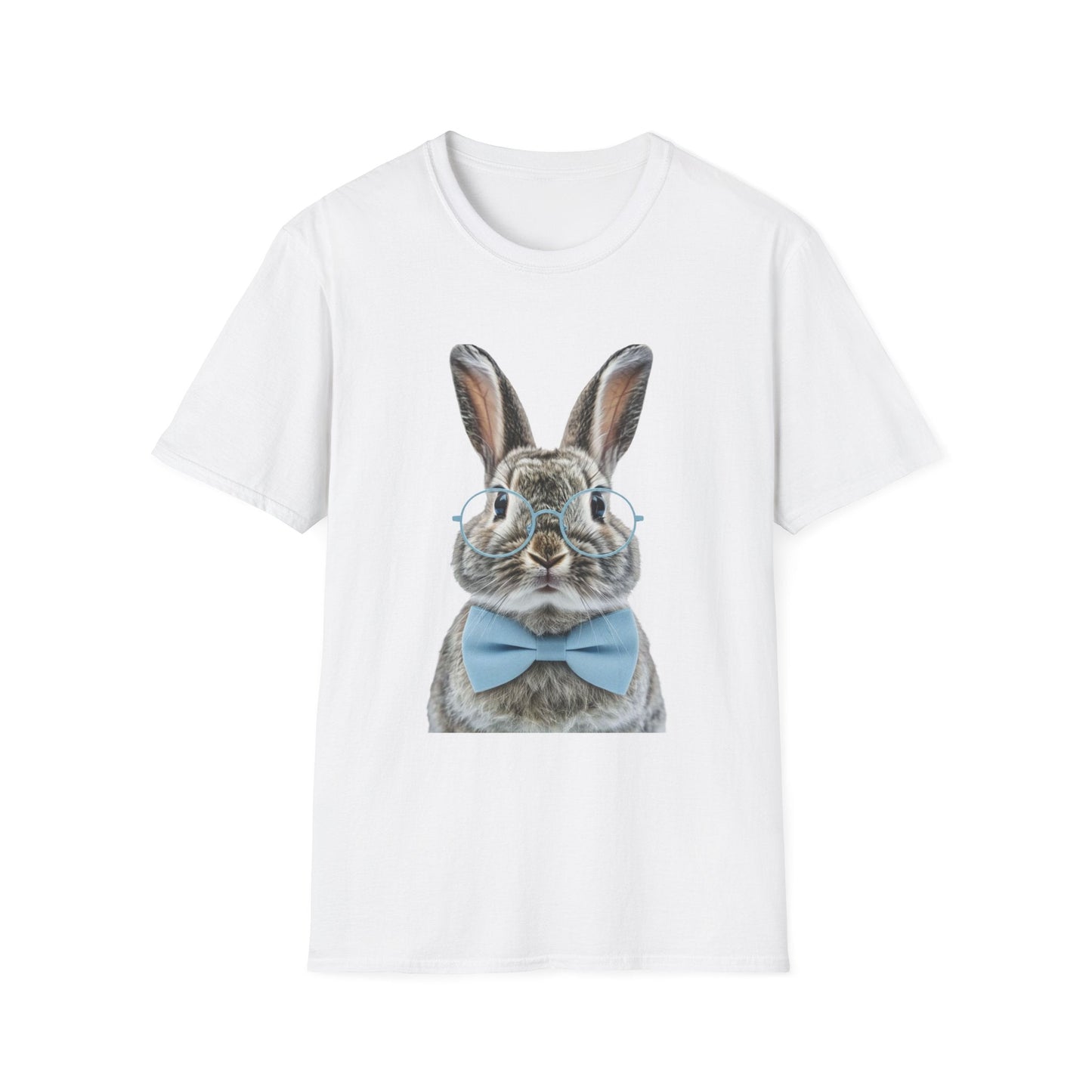 Bunny in Glasses T-Shirt — Cute Rabbit with Blue Bow Tee