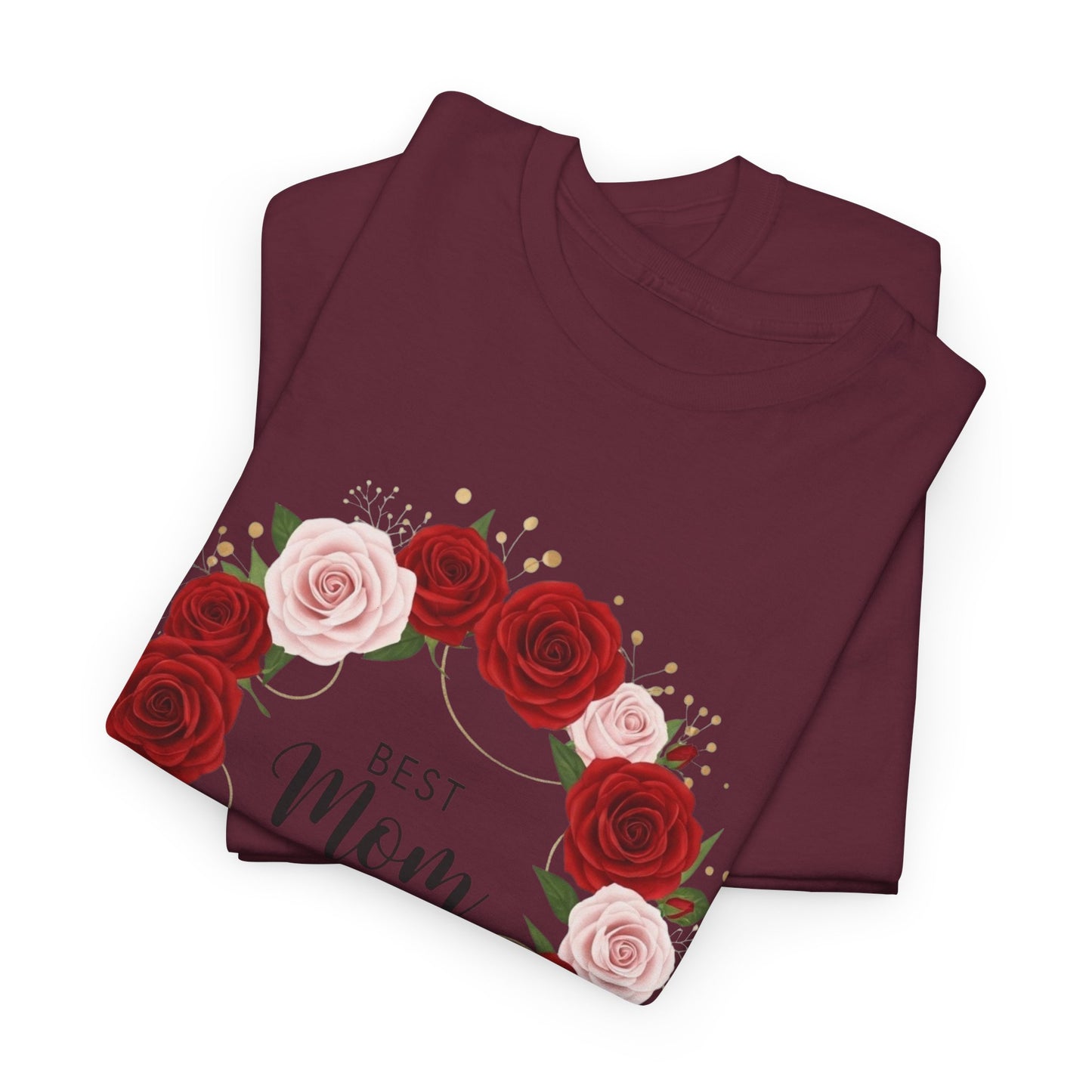 Mom Floral Wreath T-Shirt Best Mom Ever Mother's Day Gift Women Cotton Tee
