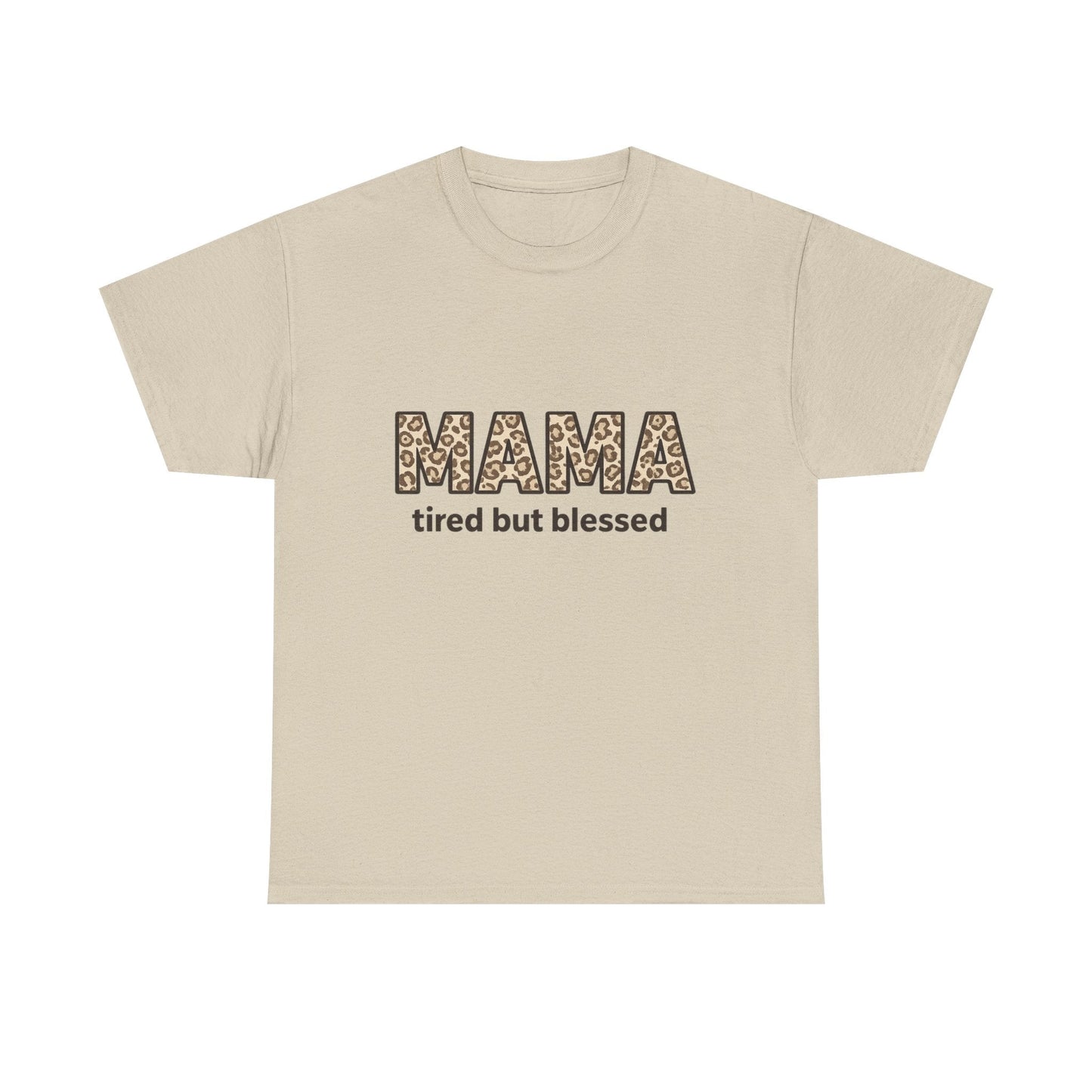 Tired But Blessed Mama Leopard Tee – Mother's Day Gift