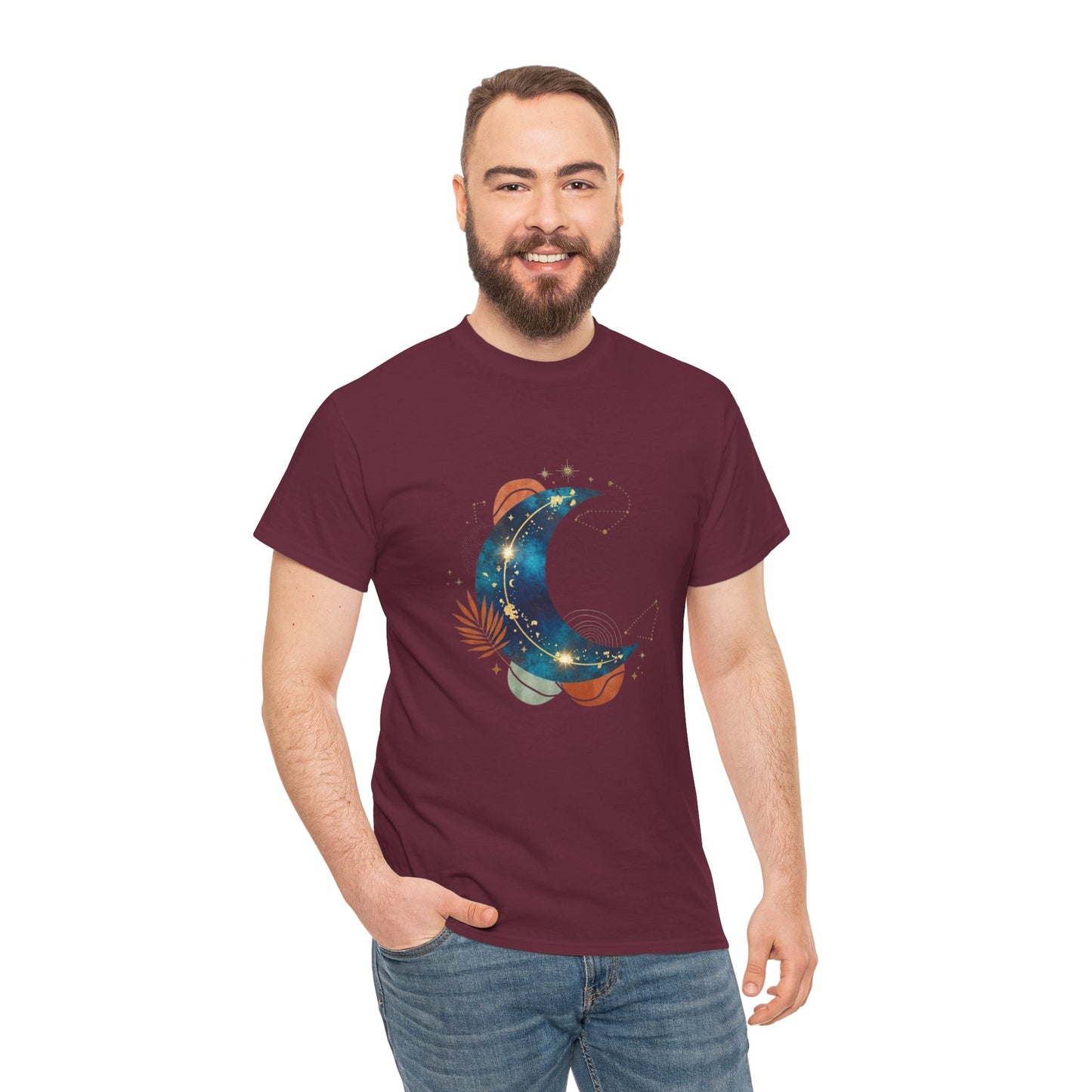 Celestial Moon Graphic Tee — Starry Crescent Night Shirt Boho Gift for Her