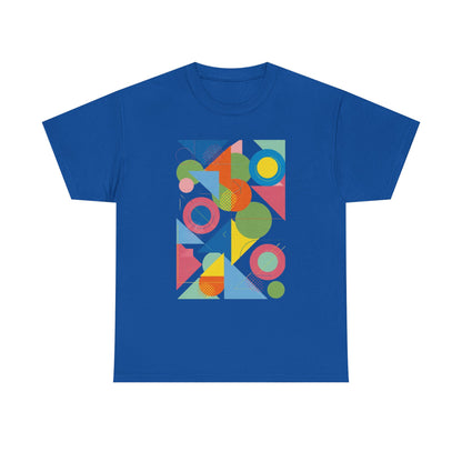 Geometric Color Block Tee — Abstract Shapes Graphic T-Shirt Retro Art