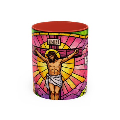 Stained Glass Jesus Coffee Mug — Religious Christian Accent Mug (11oz)