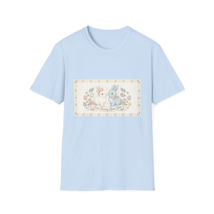 Easter Bunnies Floral Graphic T-Shirt — "Happy Spring, Hoppy Days"