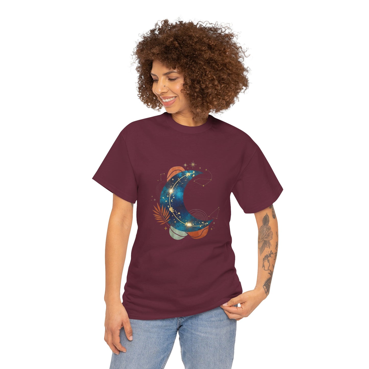 Celestial Moon Graphic Tee — Starry Crescent Night Shirt Boho Gift for Her