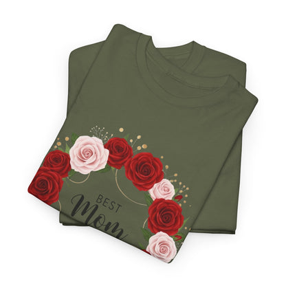 Mom Floral Wreath T-Shirt Best Mom Ever Mother's Day Gift Women Cotton Tee