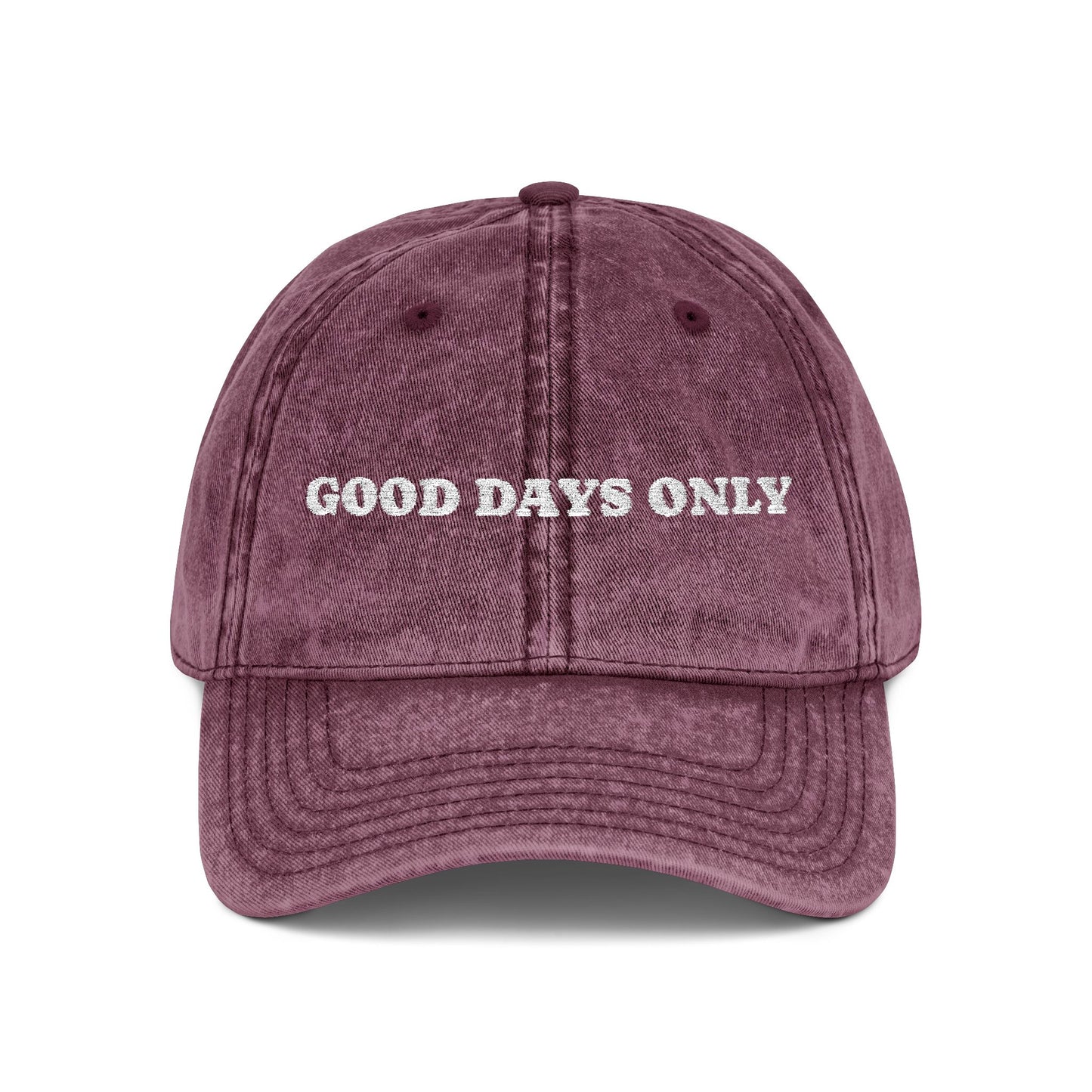 Vintage Embroidered Cap — "Good Days Only" Distressed Baseball Hat