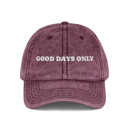 Vintage Embroidered Cap — "Good Days Only" Distressed Baseball Hat