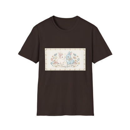 Easter Bunnies Floral Graphic T-Shirt — "Happy Spring, Hoppy Days"