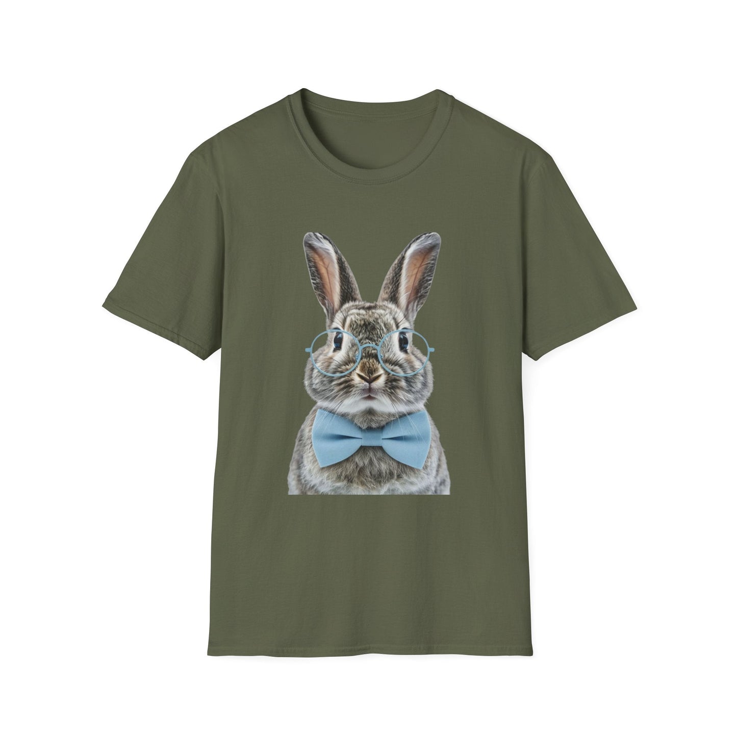 Bunny in Glasses T-Shirt — Cute Rabbit with Blue Bow Tee