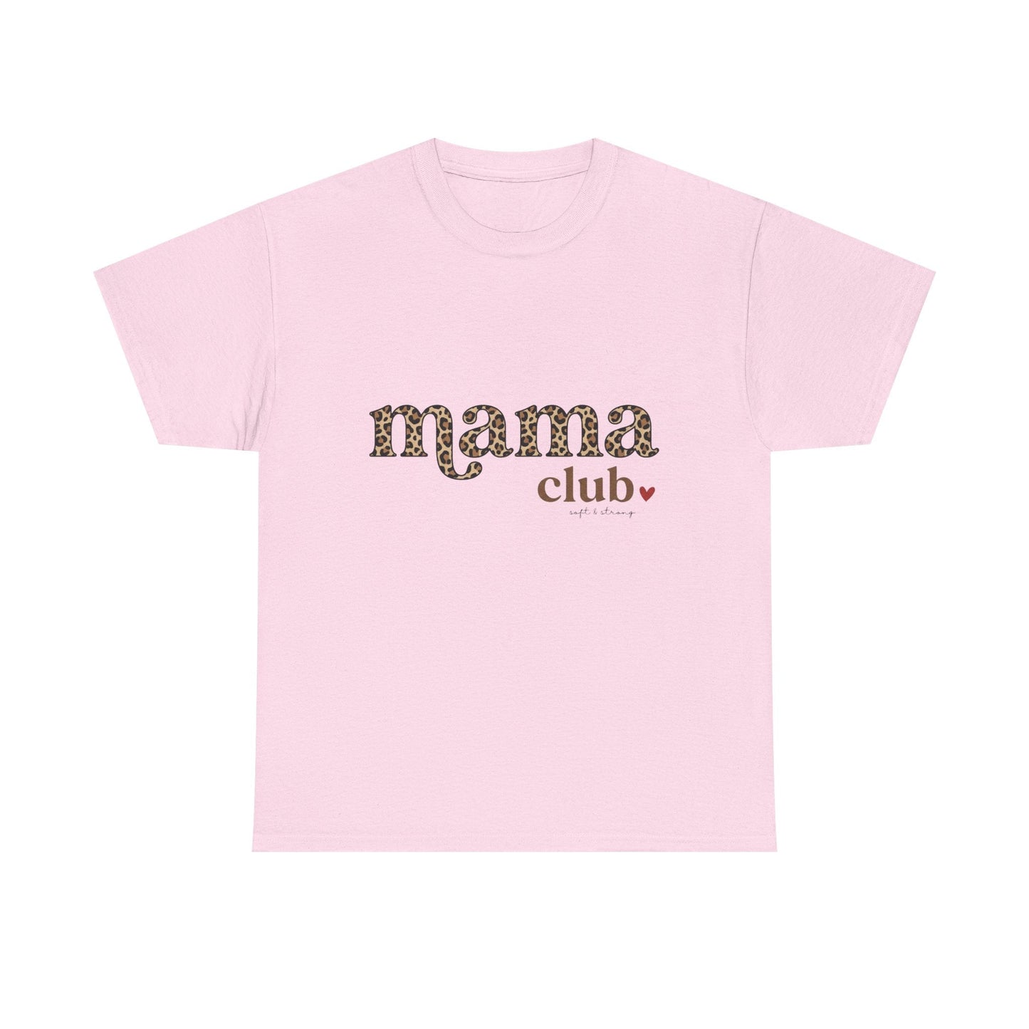 Mama Club T-Shirt — Leopard Print 'mama club' Graphic Tee with Heart