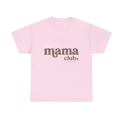 Mama Club T-Shirt — Leopard Print 'mama club' Graphic Tee with Heart