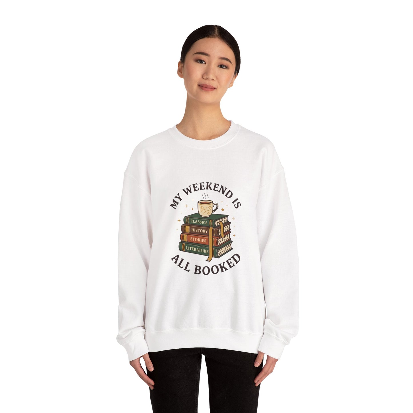 All Booked Stack of Books Sweatshirt | Book Lover, Cozy Reader