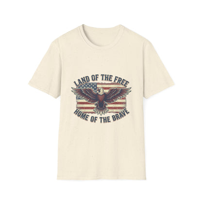 Patriotic Eagle T-Shirt – "Land of the Free, Home of the Brave" Vintage USA Tee