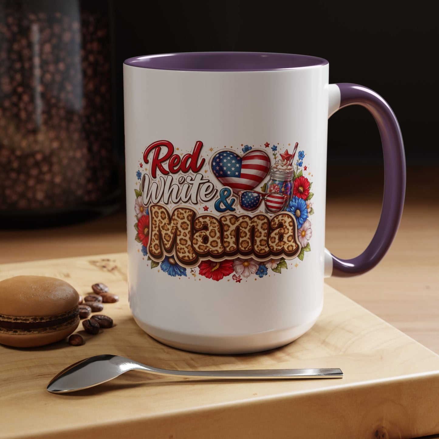 Accent Mug — "Red, White & Mama" Patriotic Coffee Cup (11 & 15 oz)