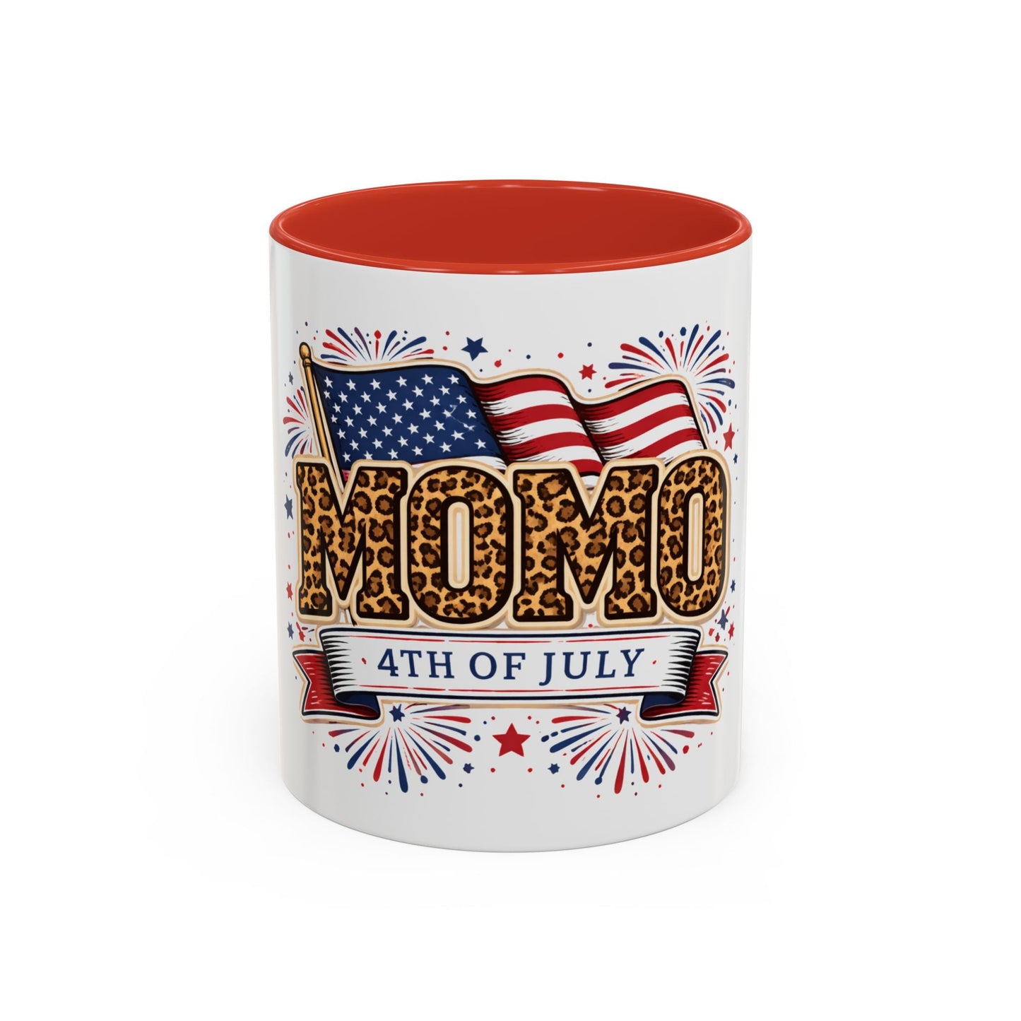 Mom 4th of July Leopard Accent Coffee Mug — Patriotic Gift (11/15oz)