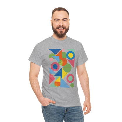 Geometric Color Block Tee — Abstract Shapes Graphic T-Shirt Retro Art