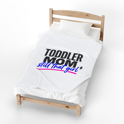 Toddler Mom Velveteen Plush Blanket | Minimal Typographic Mom, Mother’s Day Mom Identity
