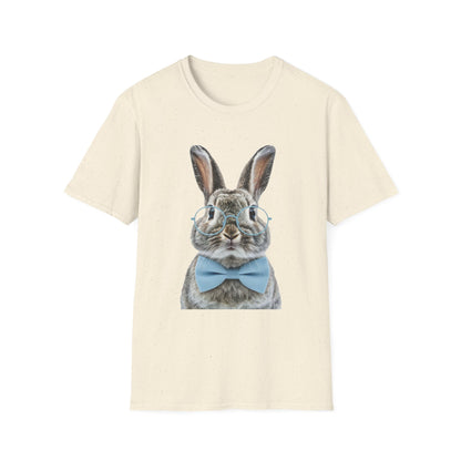 Bunny in Glasses T-Shirt — Cute Rabbit with Blue Bow Tee