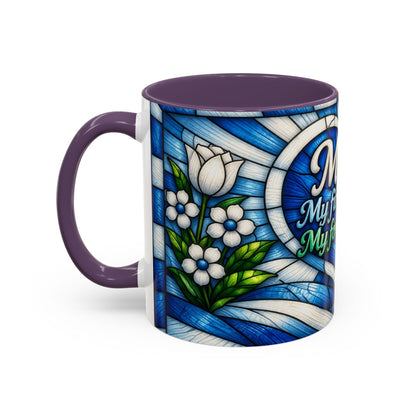 Mom Stained Glass Heart Accent Coffee Mug – "My first friend. My forever hero."