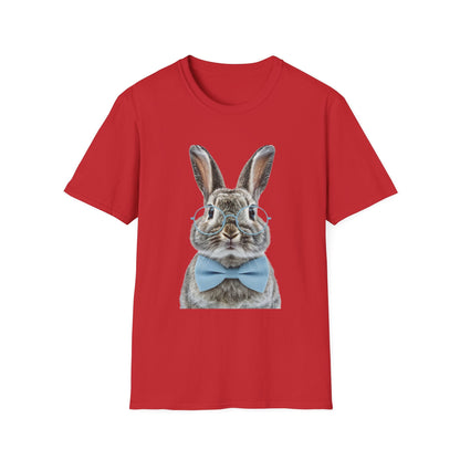 Bunny in Glasses T-Shirt — Cute Rabbit with Blue Bow Tee