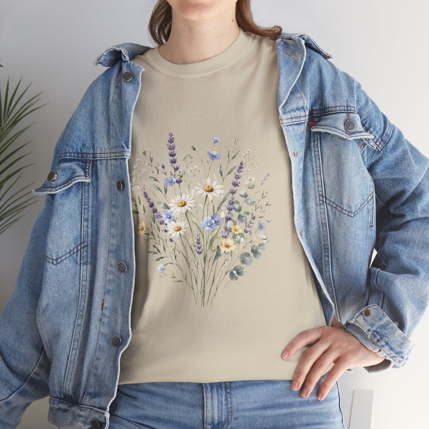 Wildflower Bouquet Tee Women | Lavender Daisy Botanical Floral Shirt