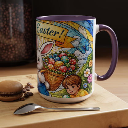 Easter Bunny Coffee Mug – "Happy Easter" Accent Ceramic Mug (15oz)