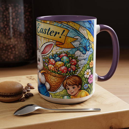 Easter Bunny Coffee Mug – "Happy Easter" Accent Ceramic Mug (15oz)