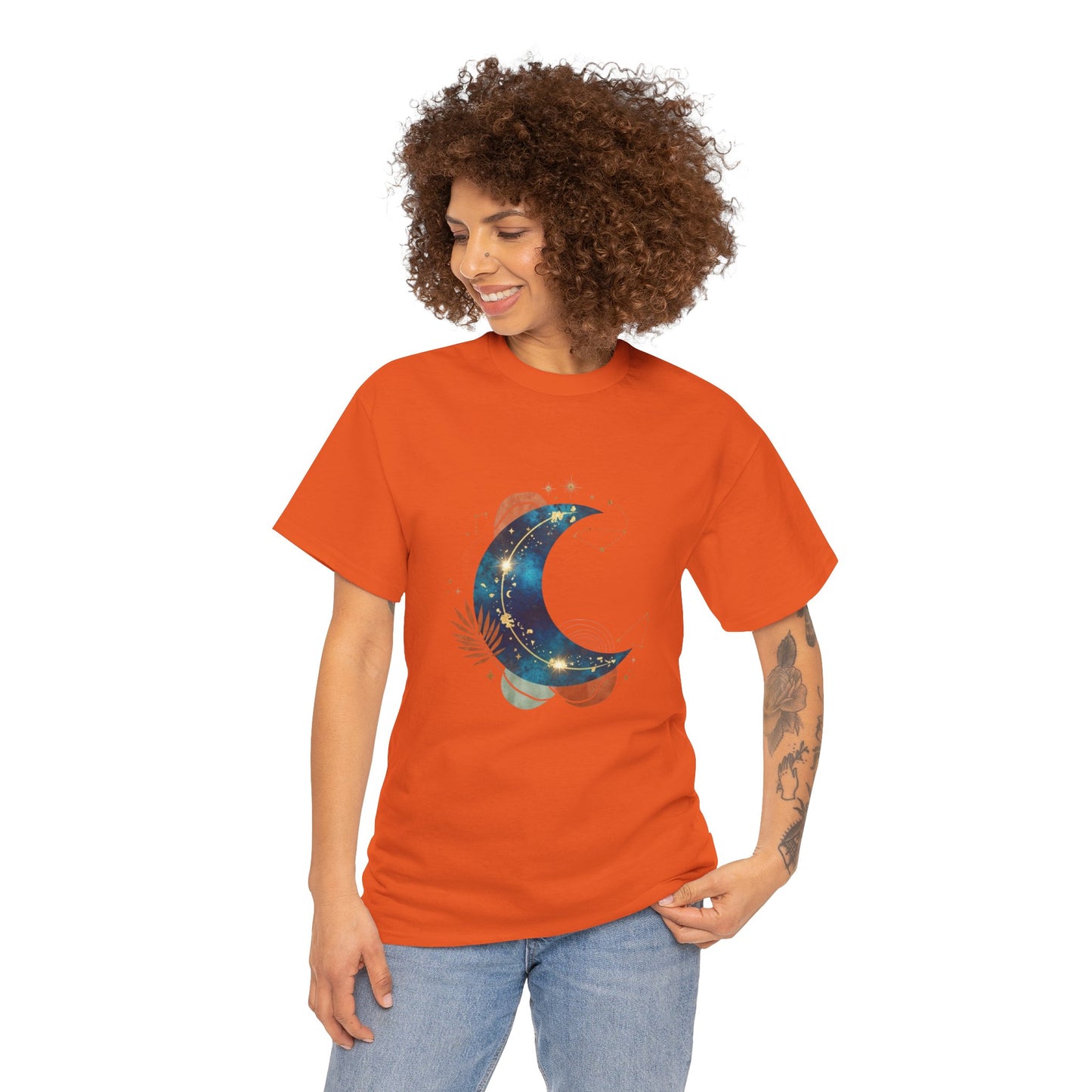 Celestial Moon Graphic Tee — Starry Crescent Night Shirt Boho Gift for Her