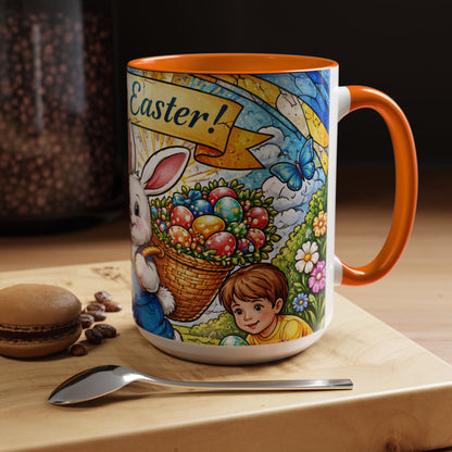 Easter Bunny Coffee Mug – "Happy Easter" Accent Ceramic Mug