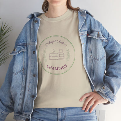 Champion of Midnight Snack T-Shirt — Funny Cozy Graphic Tee Relaxation Gift
