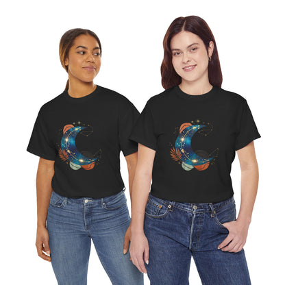 Celestial Moon Graphic Tee — Starry Crescent Night Shirt Boho Gift for Her