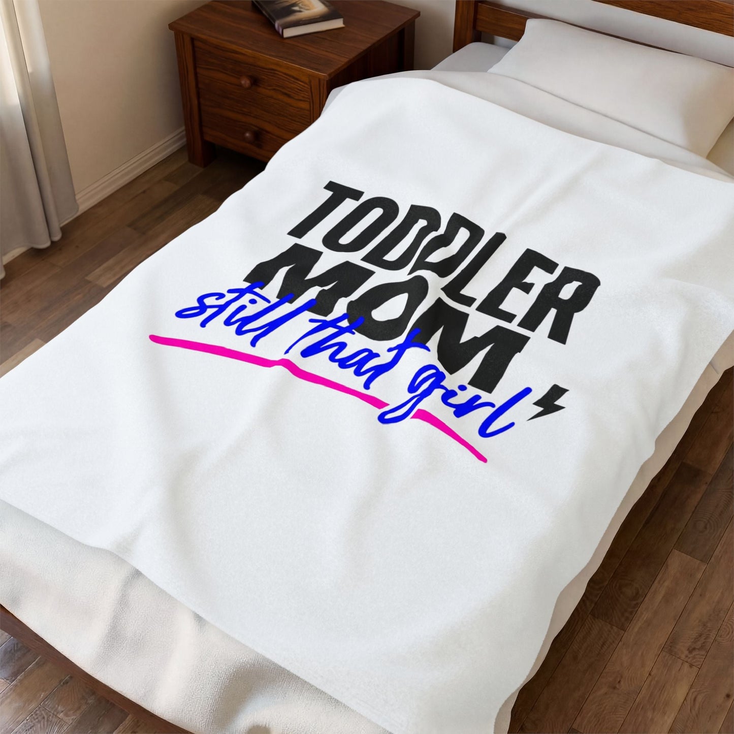 Toddler Mom Velveteen Plush Blanket | Minimal Typographic Mom, Mother’s Day Mom Identity