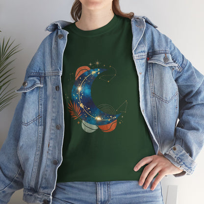 Celestial Moon Graphic Tee — Starry Crescent Night Shirt Boho Gift for Her