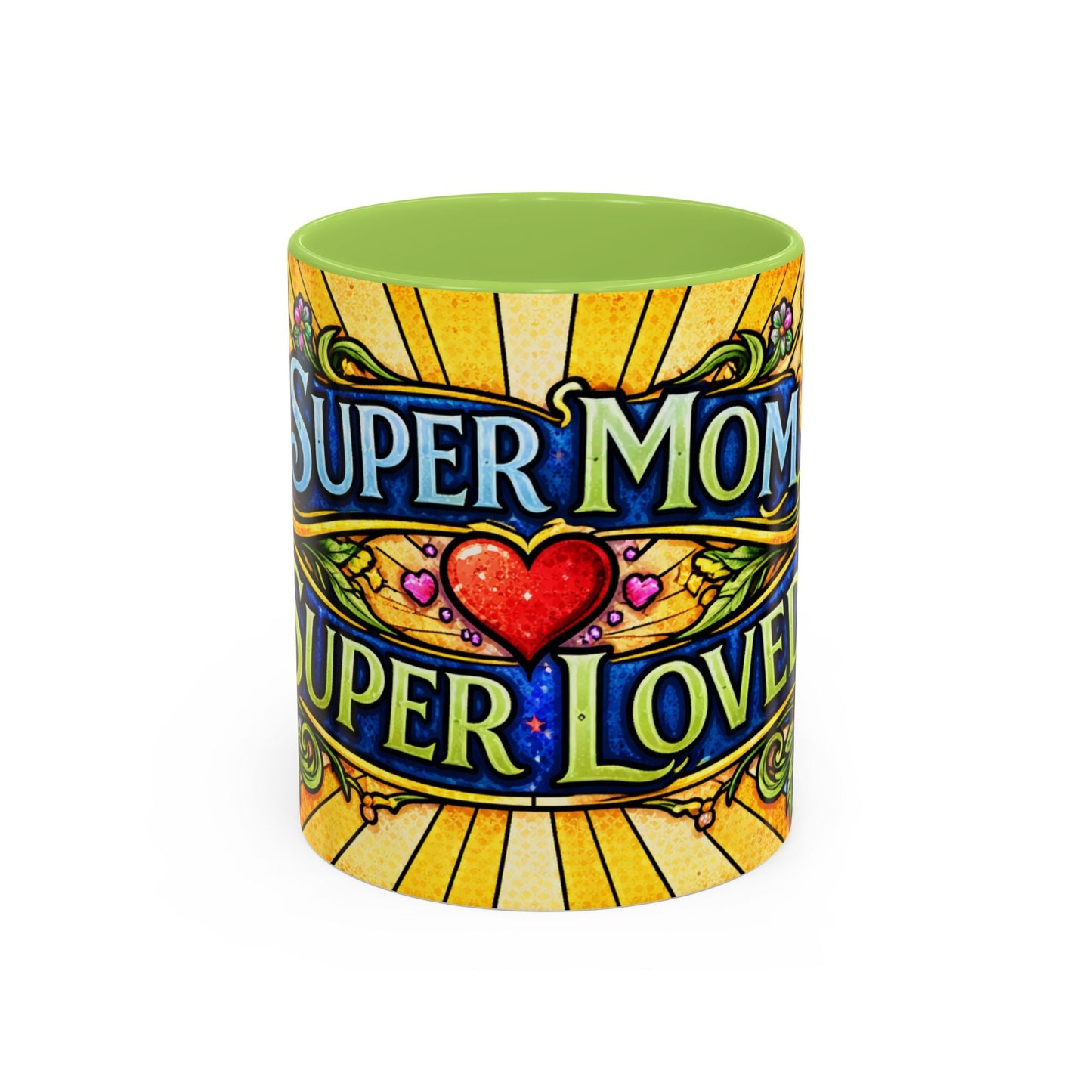 Coffee Mug — "Super Mom, Super Loved" Floral Accent Ceramic Gift