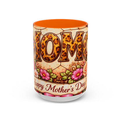 Mom Floral Accent Coffee Mug 15oz — Mother's Day Leopard Print Gift Mug