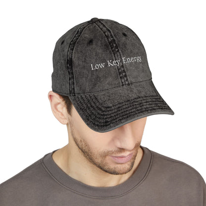 Low Key Energy Embroidered Vintage Cap — Washed Cotton Dad Hat