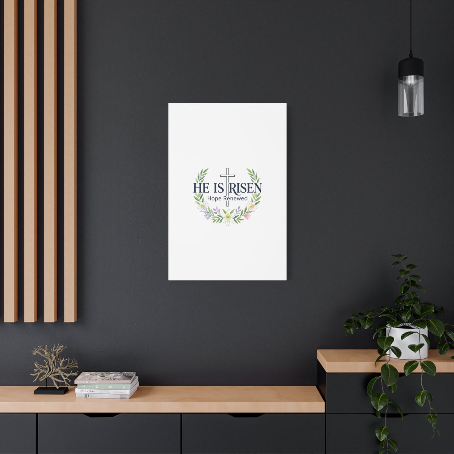 He Is Risen Canvas | Christian Easter Wall Art, Resurrection Scripture Print