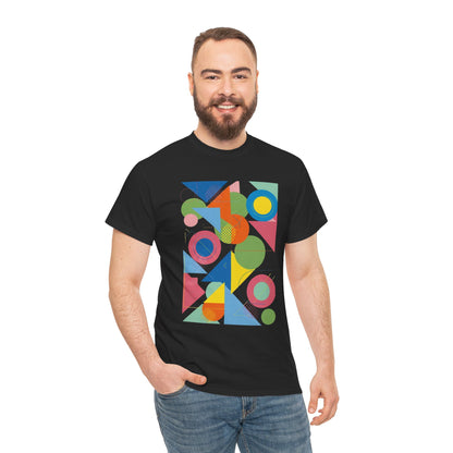 Geometric Color Block Tee — Abstract Shapes Graphic T-Shirt Retro Art