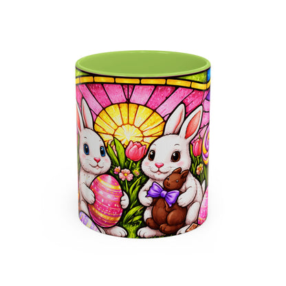Easter Bunny Stained Glass Accent Coffee Mug (11 oz)